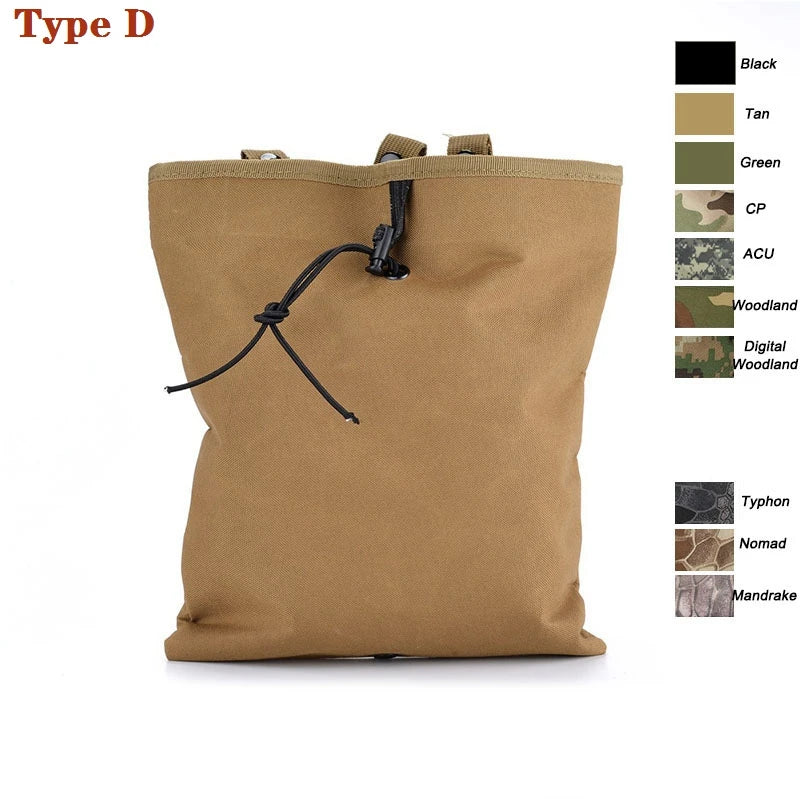 Tactical Molle Folding Magazine Dump Drop Pouch Utility Drawstring Recovery Mag Holster Ammo Bag Hunting Accessories Pouch