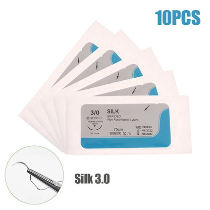 10Pcs 75cm 2/0 3/0 4/0 Medical Surgical Suture Nylon Silk Polypropylene Polyester Monofilament Thread Suture Teaching Exercises