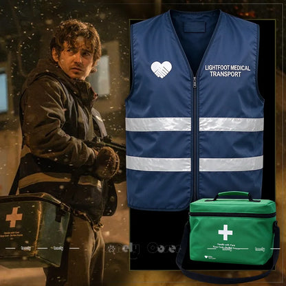 Resident Evil Bryan Cosplay Costume Movie Outfit Dark Blue Vest Green Bag Bryan Hodukavich Role Play Halloween Party Costume Cos