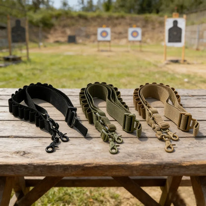 15 Rounds Ammo Shell Belt Rifle 12 Gauge Pouch 2 Point Sling Holster Shoulder Strap Outdoor Hunting Accessories