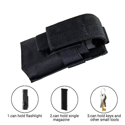 Pouch Waterproof Nylon Battery Bag Molle Attachment Tactical Vest Pocket Flashlight Holde