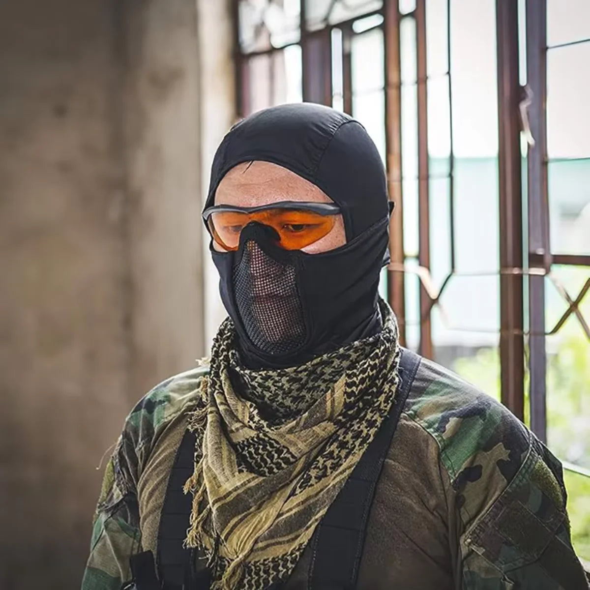 Tactical Balaclava Mask Mouth Protection Half Face Mask Breathable Mesh Airsoft Headgear Low Profile Hunting Accessories
