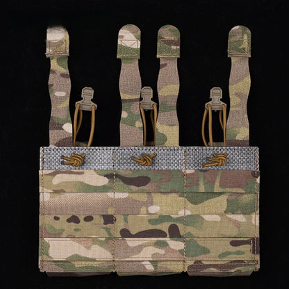 Portable Dual Use Mag Pouch Elastic Triple Holder Fit 5.56 7.62 MOLLE Front Panel Tactical Vest Magazine Storage Bag