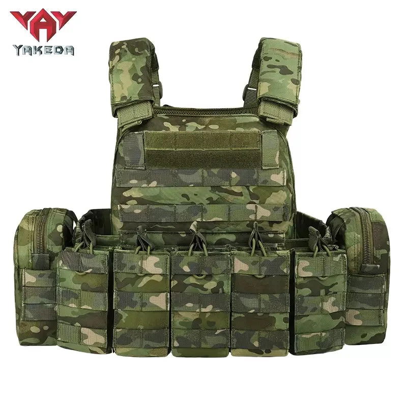 YAKEDA 1000D Nylon Tactical Vest Outdoor Hunting Protective Adjustable Multifunction Molle Vest for Airsoft Combat Equipment