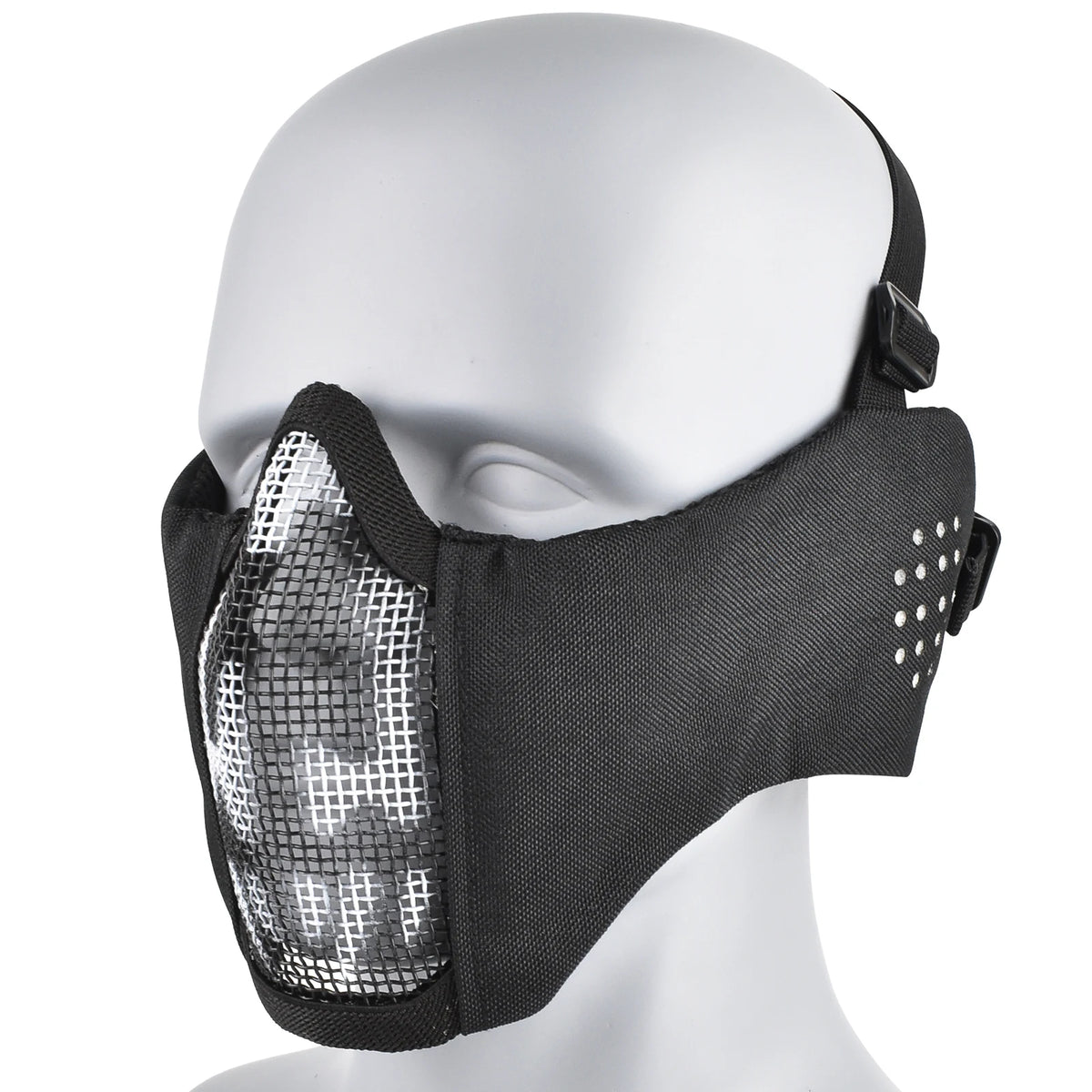 Hunting Foldable Mesh Mask With Ear Protection Airsoft Half Face Paintball Shooting Tactical CS Wargame Face Protective Mask