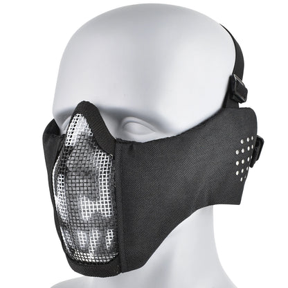 Hunting Foldable Mesh Mask With Ear Protection Airsoft Half Face Paintball Shooting Tactical CS Wargame Face Protective Mask