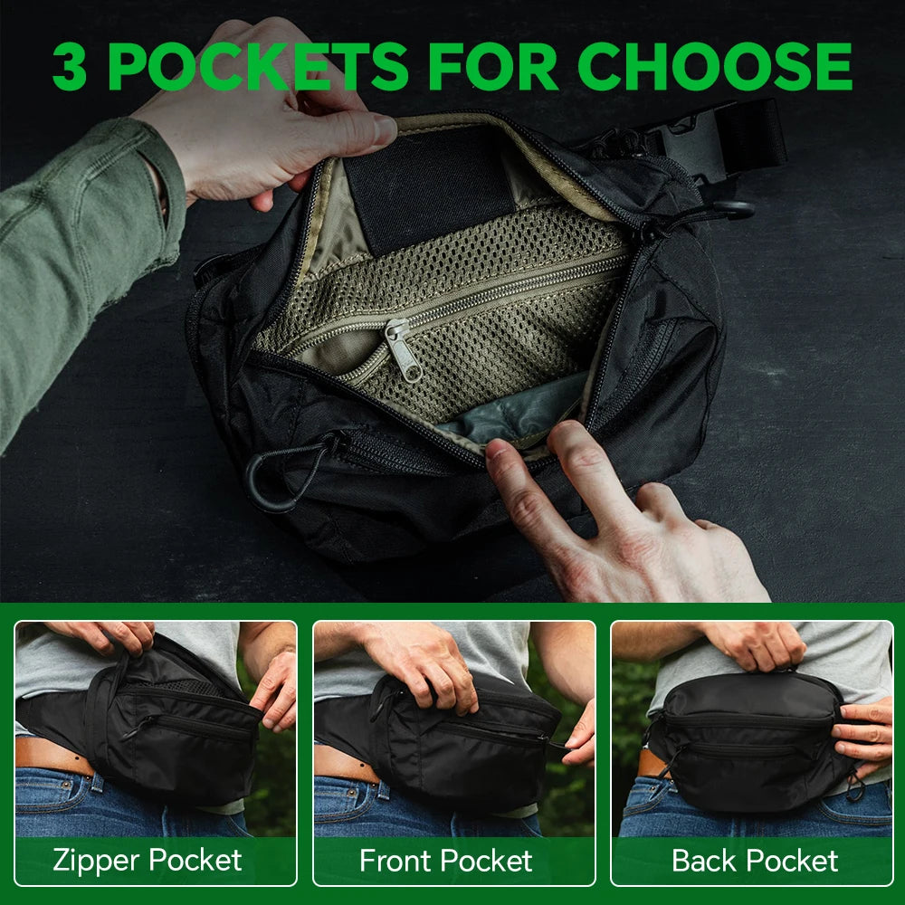 Tactical Waist Bag Concealed Carry Gun Bag Quick Access Handgun Bag Adjustable Waist Belt Fanny Pack with Gun Holster Outdoor