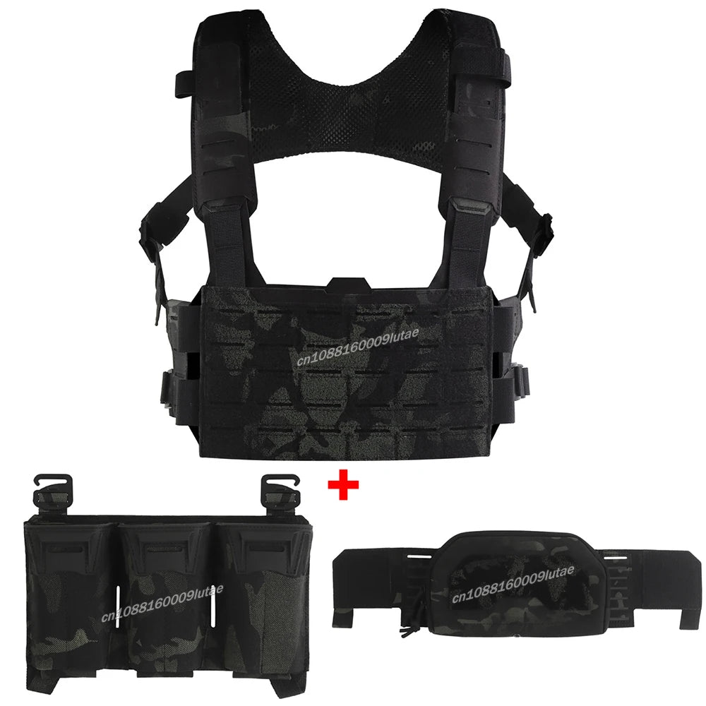 K Style Tactical Chest Rig Set with Triple Mag Pouch 2Nd Layer Admin Pouch Modular Field Strap KZ MOLLE Expansion Hunting Gear