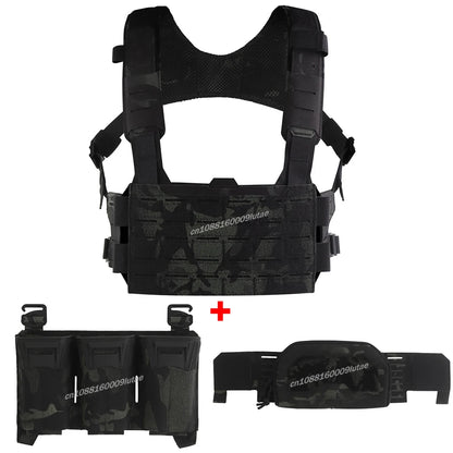 K Style Tactical Chest Rig Set with Triple Mag Pouch 2Nd Layer Admin Pouch Modular Field Strap KZ MOLLE Expansion Hunting Gear