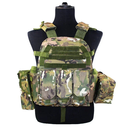 6094 Camouflage Plate Carrier Vest Multi-Functional Tactical Hunting Vest Adjustable Men Combat Equipment for Outdoor Cycling