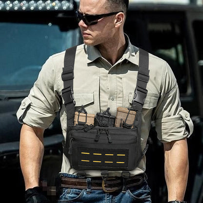 Tactical Vest Chest Bag Triple Magazine Pouch Molle Anti Theft EDC Chest Rig Bag Hunting Camping Hiking Cycling Run Men Women
