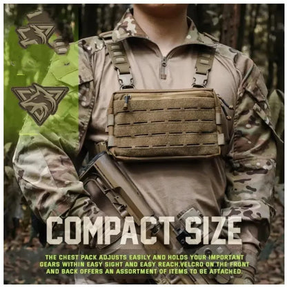 1000D Nylon Tactical Chest Bag Wear-resistant EDC Chest Pack Hip-hop Streetwear Travel Chest Rig for Camping Fishing Sports