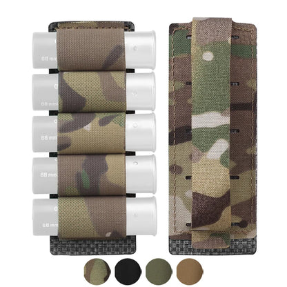 5 Round 12GA Shotgun Shell Pouch Ammo Pouch MOLLE Panel Hunting Gun Carrier Holder Bullet Cartridge Accessories