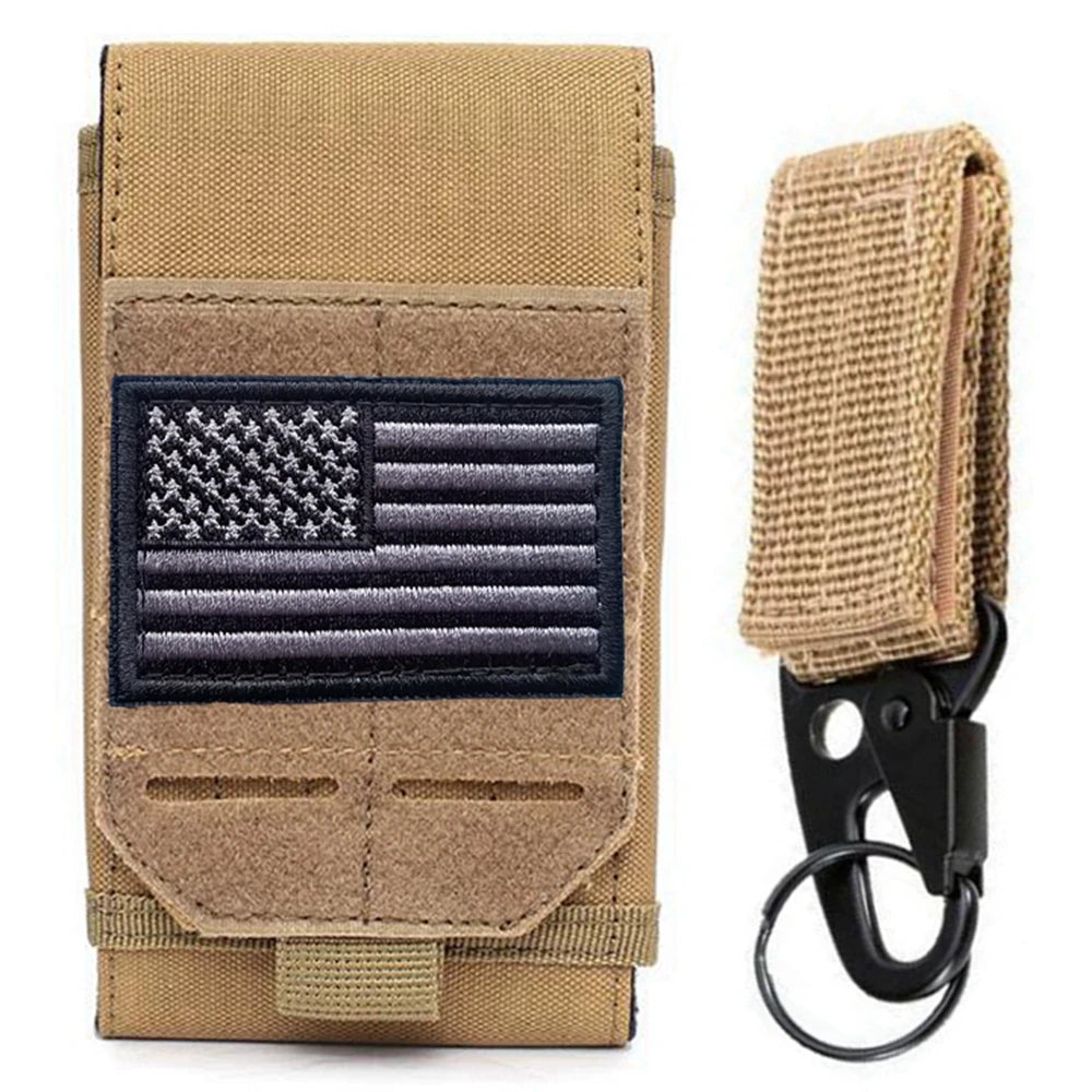 Molle Laser Pouch Tactical Cell Phone Belt EDC Pouch Holder Waist Bag Outdoor Mobile Phone Pack Bag with US Patch and Keychain