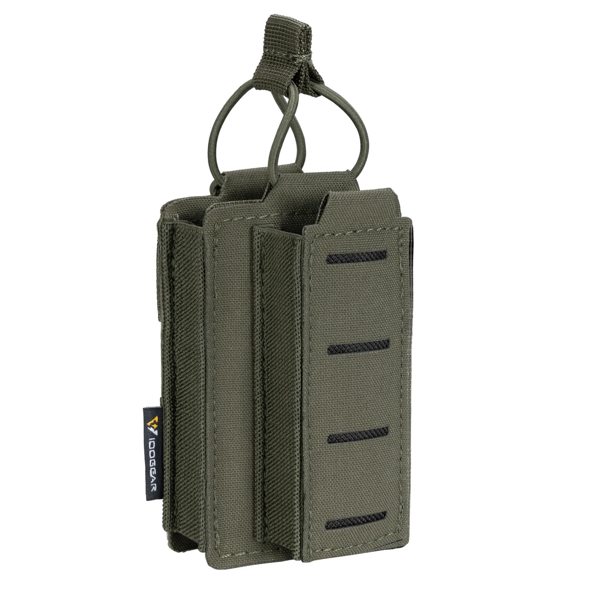 IDOGEAR Tactical LSR 9mm 556 Mag Pouch Double Mag Carrier Single MOLLE Pouch Laser Cut Open Top 3569