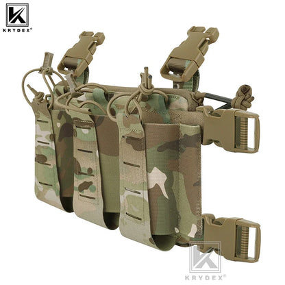 KRYDEX Tactical Triple Magazine Pouch GP Pouch Aifsoft Hunting Chest Rig Accessories Front Elastic Placard For 5.56 Mag Holders