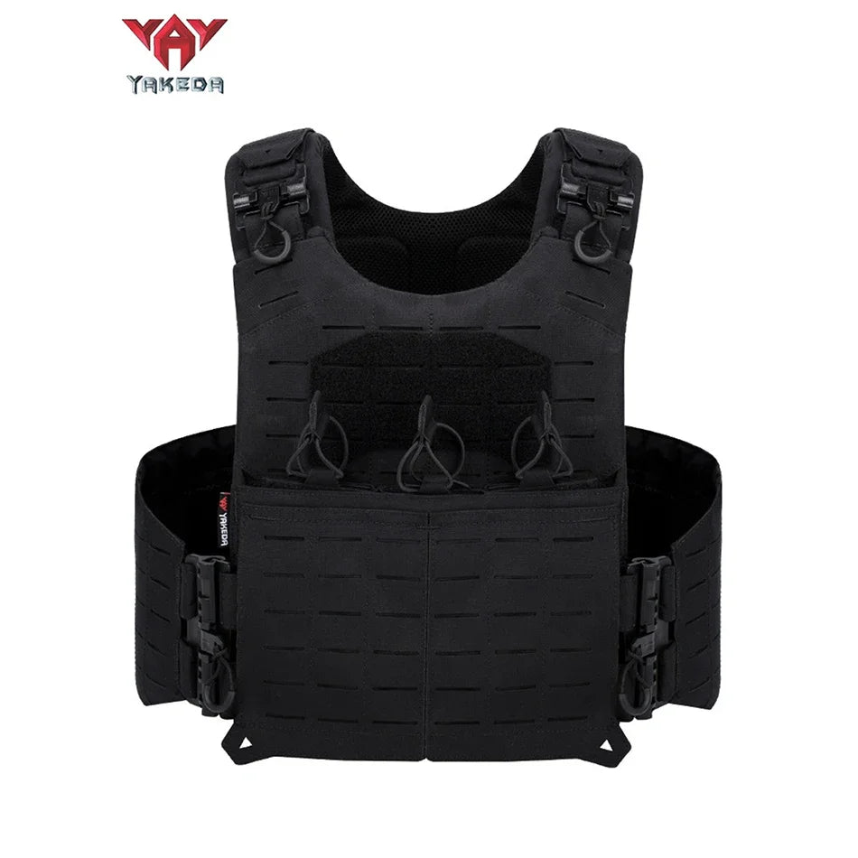 YAKEDA Tactical Combat Vest Plate Carrier Quick Release Laser Cuting PALS System Multifunctional Hunting Airsoft Protective Vest
