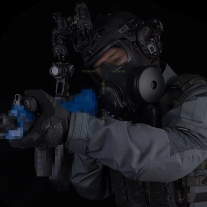 Dummy FM-53 Gas Mask Model with Microphone & Fan Filter, Non Antivirus Function Full Face Protective Mask Airsoft Cosplay