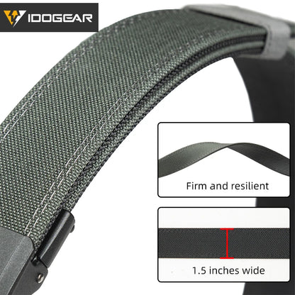 IDOGEAR Tactical 1.5” Belt 1000D Nylon with Slide Buckle for Men No Holes Adjustable Trim to Fit 3449