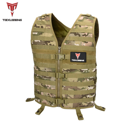 Tactical MOLLE Carrier Vest Lightweight Adjustable Waistcoat with Gear Pockets for Airsoft CS Wargame Hunting Outdoor Training