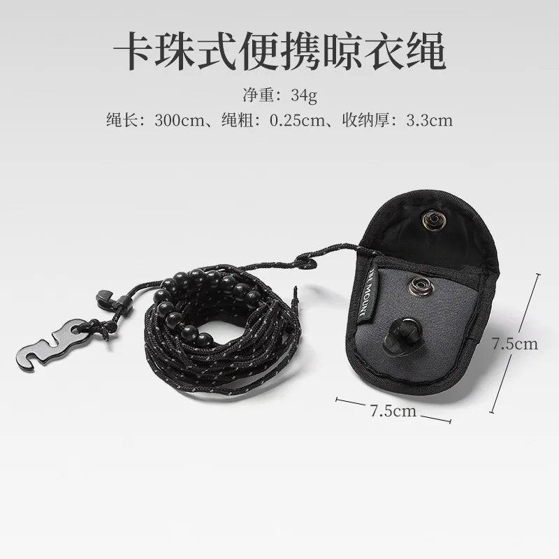 3M Outdoor Camping Stretch Clothesline with 12 Beads Clips Retractable Laundry Dryer Clothes Rope Hanging Laundry Drying Ropes