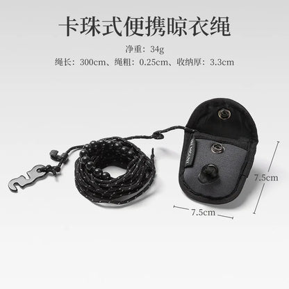 3M Outdoor Camping Stretch Clothesline with 12 Beads Clips Retractable Laundry Dryer Clothes Rope Hanging Laundry Drying Ropes