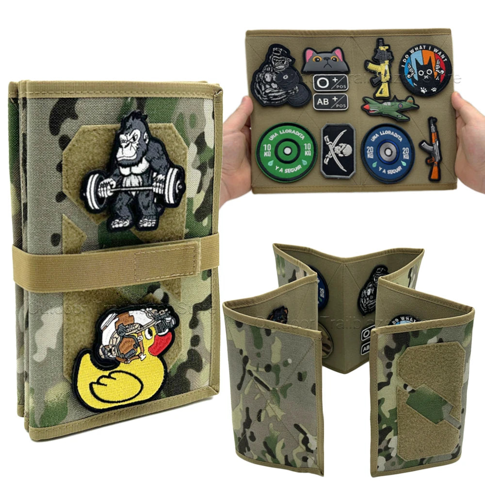 Tactical Patch Display Portable Foldable Portable Patch Board Panel Holder Hook and Loop Storage Booklet Organizer