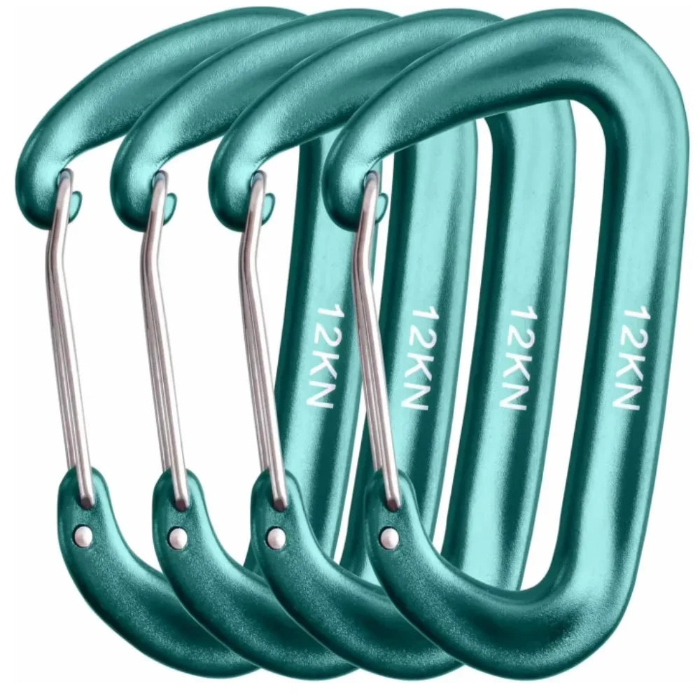 4PCS 12kN D-Type Carabiners Set Heavy Duty Aluminum Clips Buckle Hook for Outdoor Camping Hiking Hammock