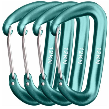 4PCS 12kN D-Type Carabiners Set Heavy Duty Aluminum Clips Buckle Hook for Outdoor Camping Hiking Hammock