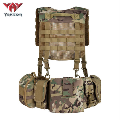Yakeda Tactical Chest Rig Hunting Vest Harness Camo Outdoor Training Vest Molle Mag Pouches Men Tactical Chest Rig