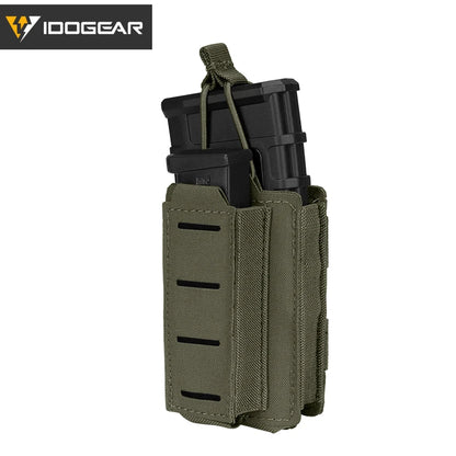 IDOGEAR Tactical LSR 9mm 556 Mag Pouch Double Mag Carrier Single MOLLE Pouch Laser Cut Open Top 3569