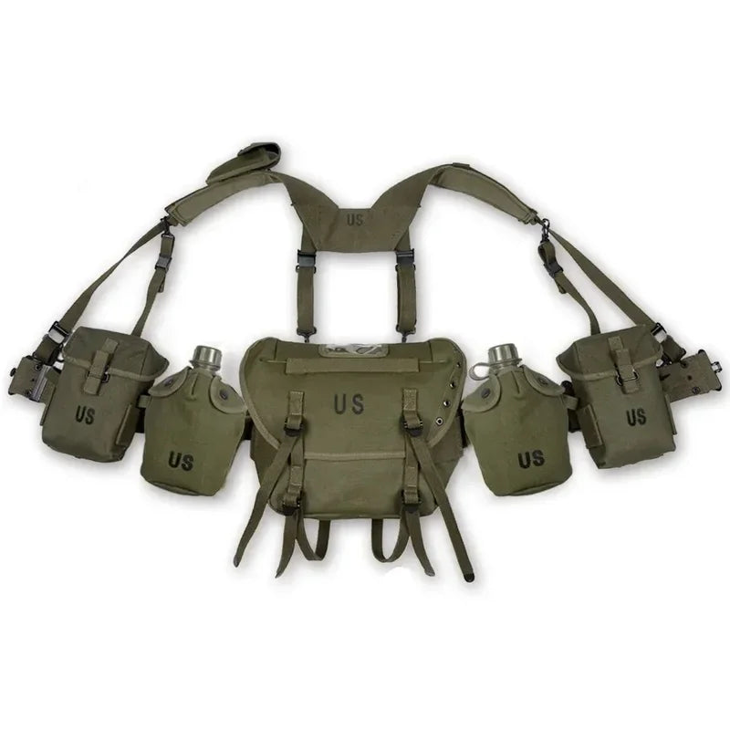 US M1956 Canvas Long Pouch Replica, M14 Magazine Pouch, ALICE Style Tactical Waist Tool Bag for Military Collection Cosplay