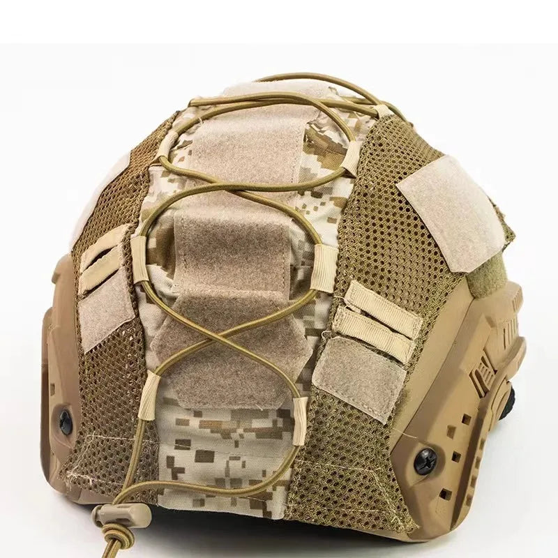 Elastic Cord Tactical FAST Helmet Cover, ATACS FG Camo Helmet Hood for Airsoft CS, Russian Little Green Man Camouflage Cover