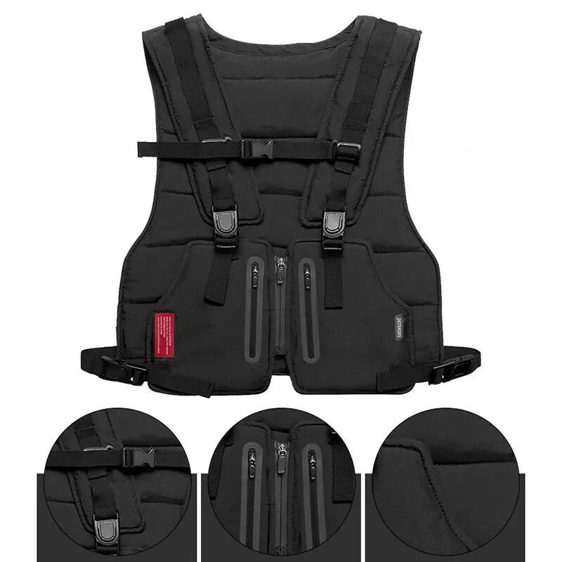 Multi-Function Tactical Vest,Outdoor Sports Fitness Men Protective Tops With Pockets,Running Vest For Camping Fishing Sleeveless