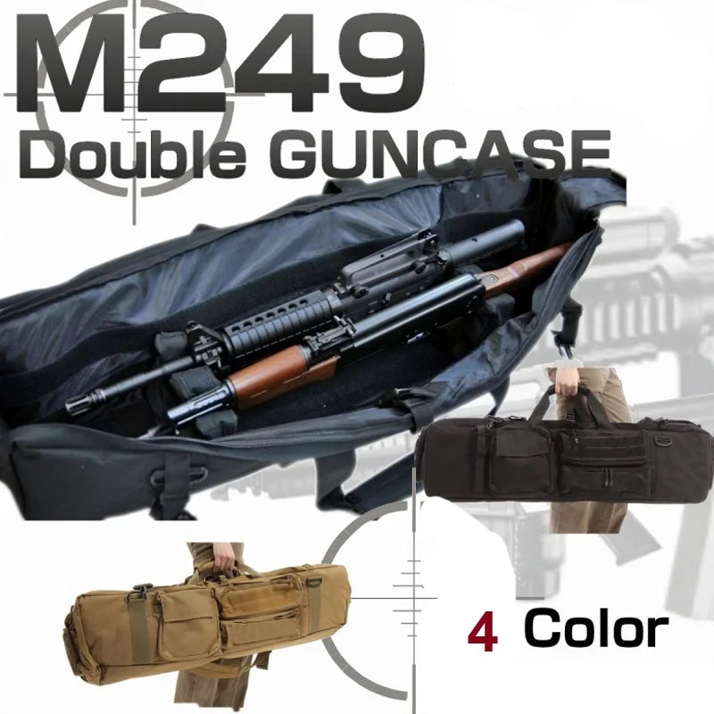 M249 Tactical Gun Bag Large Capacity Hunting Shooting Gun Case Protective Foam Pad Airsoft Double Rifles Carry Shoulder Bag Gear
