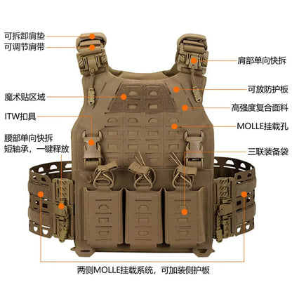 Men's Quick-Release Tactical Vest Lightweight Modular 3D Breathable Outdoor Training Vest for Shooting Hunting Hiking Camping