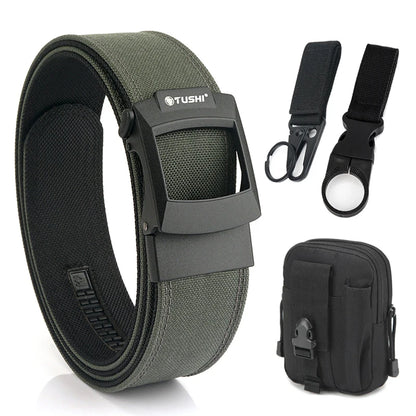 HSSEE 4.3cm Military Tactical Belt for Men Metal Automatic Buckle Thick Nylon Outdoor Hunting IPSC Gun Belt Casual Girdle Male
