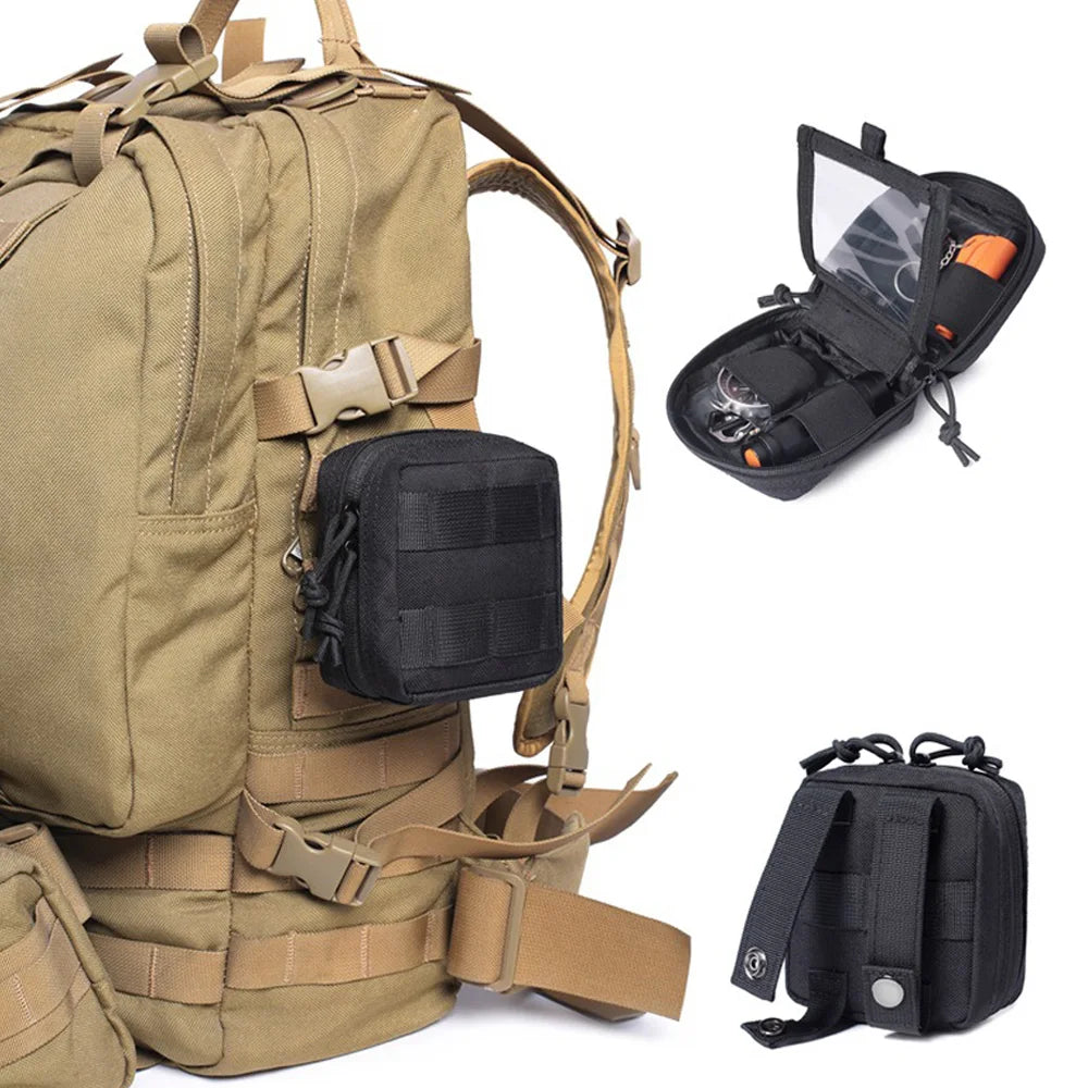 Fwoyonze Tactical Mini Multi-purpose MOLLE EDC Tool Pouch Knife Compass Flashlight Card Storage Bag Camping Micro Waist Bag