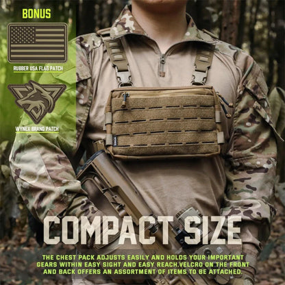 1000D Nylon Tactical Chest Bag Wear-resistant EDC Chest Pack Hip-hop Streetwear Travel Chest Rig for Camping Fishing Sports