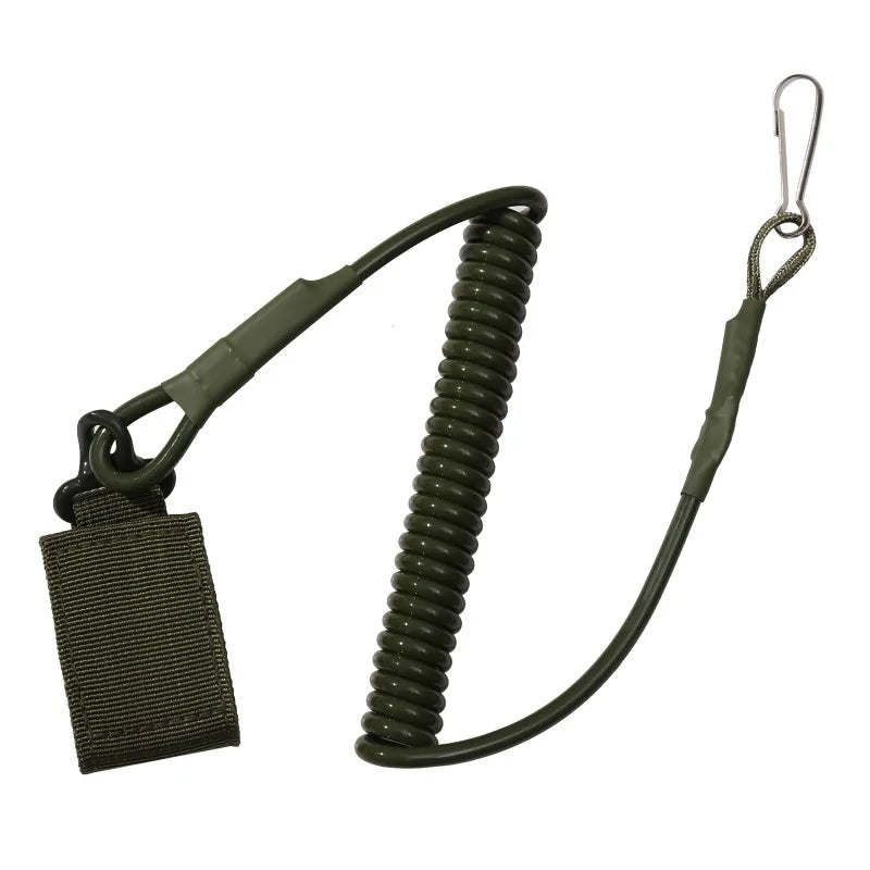 Anti-lost Elastic Lanyard Rope Oxford Spring Safety Strap Gun Rope For Key Ring Chain Flashlight Hunting Accessories