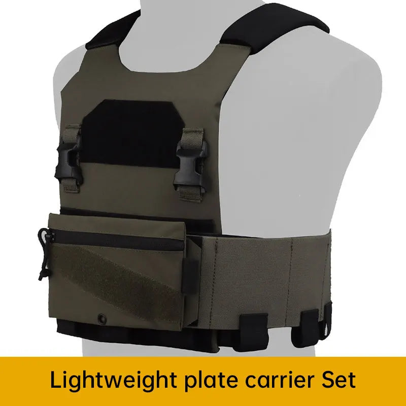 Tactical Combat Vest Lightweight Plate Carrier Tactical Molle Vest QASM Chest Buckle Outdoor Hunting Waist Seal Storage Bag