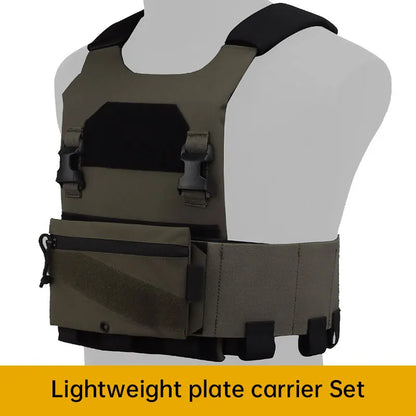 Tactical Combat Vest Lightweight Plate Carrier Tactical Molle Vest QASM Chest Buckle Outdoor Hunting Waist Seal Storage Bag
