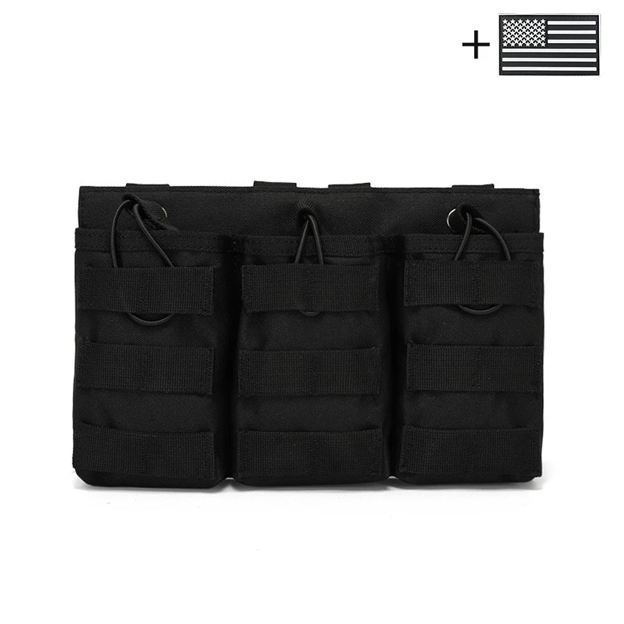 Triple bag Molle bag made of Oxford cloth material, durable and suitable for outdoor and vest mounting