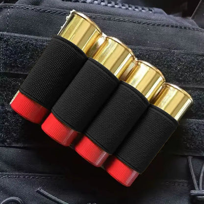 4 Round Shotgun Shell Holder Tactical Vest Mount 12GA Shotshell Organizer for Hunting Shooting EDC Small Tools Storage