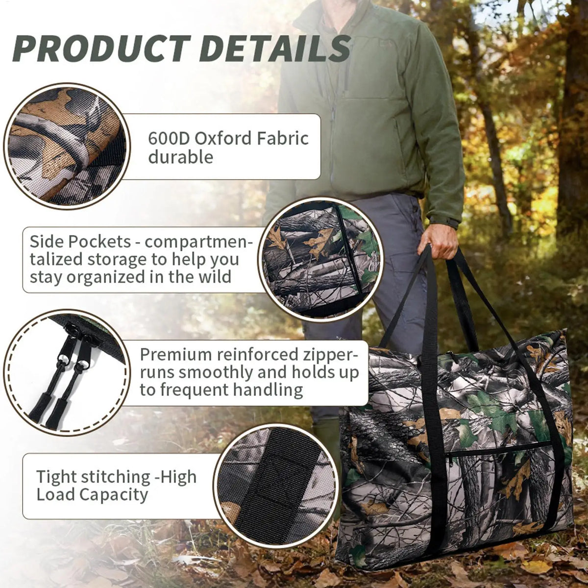 Hunting Bag Waterproof Scent Proof Lock Meat Storage Tote 600D Oxford Cloth Hunting Game Bag With Handles For Men Outdoor Field
