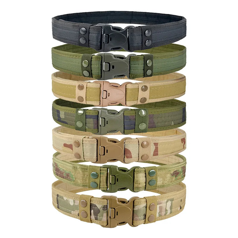 Men's Tactical Belt  Quick Release Belts Outdoor Nylon Military Camouflage Oxford Cloth Wide Waist Belt Hiking EDC Accessories