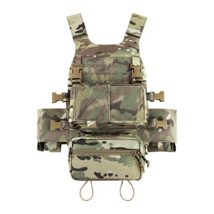 KRYDEX Tactical Vest Low Vis Slick Armor Plate Carrier w/ 5.56 7.62 Mag Pouch Drop Pouch MK3 Micro Fight Chassis Hunting Vest