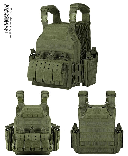 YAKEDA 1000D Nylon Plate Carrier Tactical Vest Outdoor Hunting Protective Adjustable MODULAR Vest for Airsoft Combat Accessories