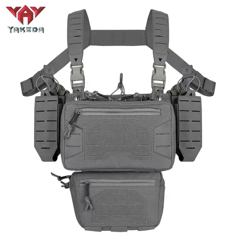 YAKEDA Camo Molle Chest Rig Fight Chassis Placard Laser Detachable Hook Loop Airsoft Magazine Pouch Tactical Plate Carrier Vest