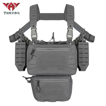 YAKEDA Camo Molle Chest Rig Fight Chassis Placard Laser Detachable Hook Loop Airsoft Magazine Pouch Tactical Plate Carrier Vest
